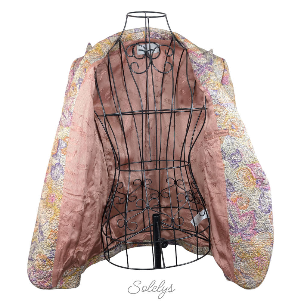 Zadig & Voltaire Deluxe Virginie Embossed Floral Gold Purple Blazer 36 Small - Picture 6 of 14